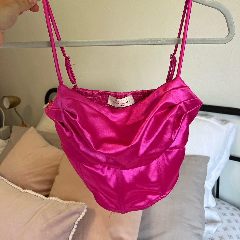 hot pink satin american threads corset top